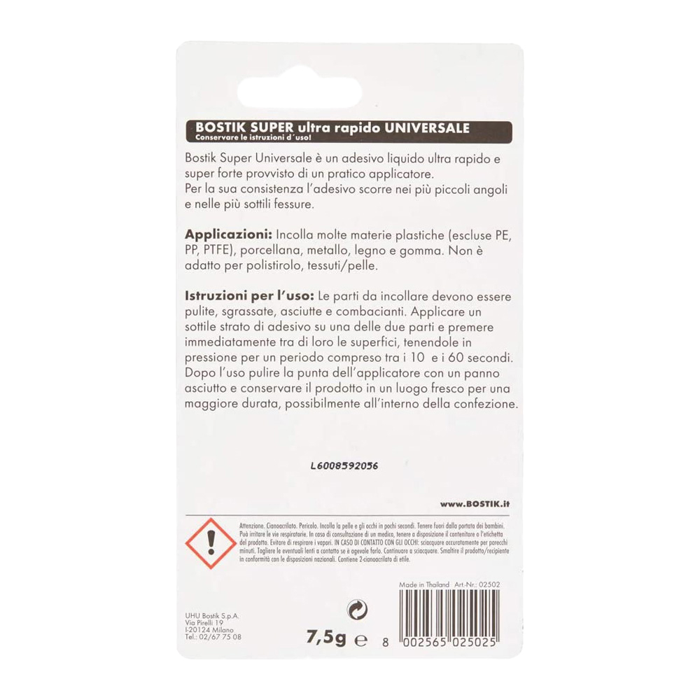 Adesivo istantaneo Super Universale BOSTIK 7,5 g